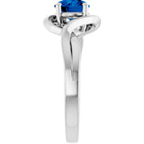 14K Gold Round Lab-Grown Blue Sapphire Infinity-Inspired Ring - White Gold - view 4