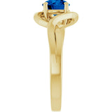 14K Gold Round Lab-Grown Blue Sapphire Infinity-Inspired Ring - Yellow Gold - view 4