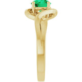 14K Gold Round Lab-Grown Emerald Infinity-Inspired Ring - Yellow Gold - view 4
