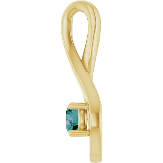 14K Gold Oval Lab-Grown Alexandrite Infinity-Inspired Pendant - Yellow Gold - view 3
