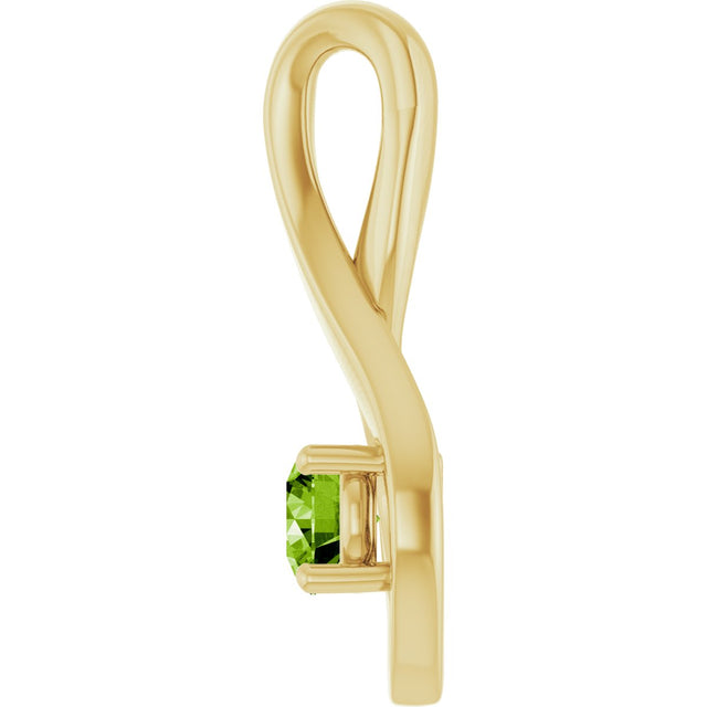 14K Gold Oval Natural Peridot Infinity-Inspired Pendant - Yellow Gold - view 3