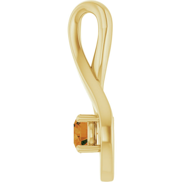 14K Gold Oval Natural Citrine Infinity-Inspired Pendant - Yellow Gold - view 3