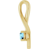 14K Gold Round Natural Aquamarine Infinity-Inspired Pendant - Yellow Gold - view 3
