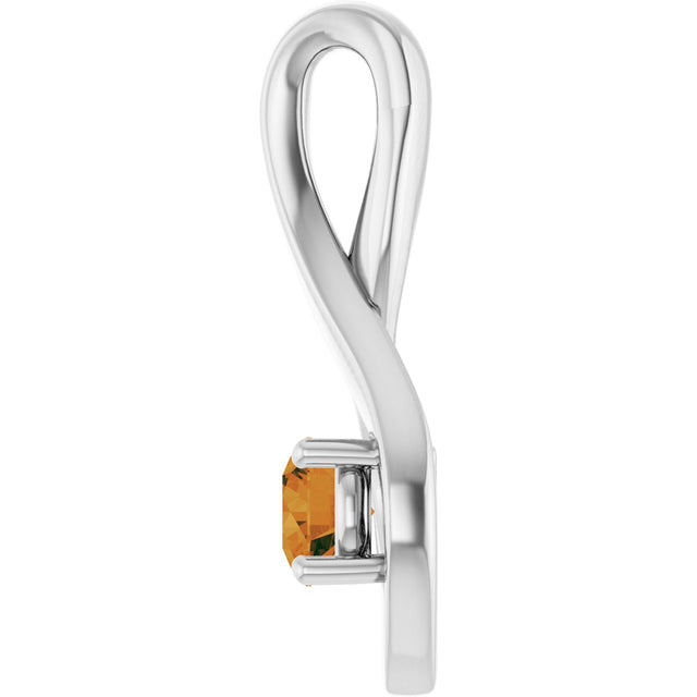 14K Gold Oval Natural Citrine Infinity-Inspired Pendant - White Gold - view 3