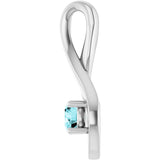 14K Gold Oval Natural Blue Zircon Infinity-Inspired Pendant - White Gold - view 3
