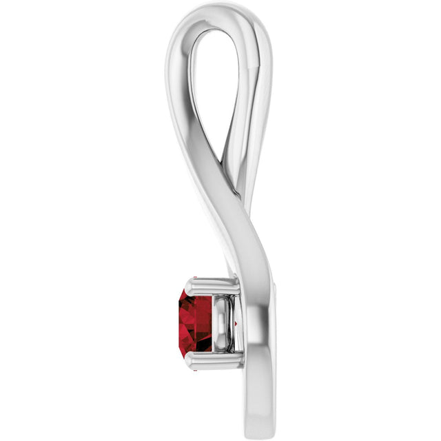 14K Gold Oval Natural Mozambique Garnet Infinity-Inspired Pendant - White Gold - view 3