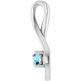 14K Gold Round Natural Aquamarine Infinity-Inspired Pendant - White Gold - view 3