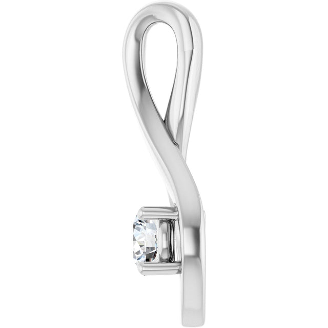 14K Gold Oval Natural White Sapphire Infinity-Inspired Pendant - White Gold - view 3