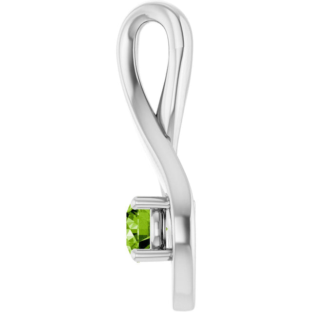 14K Gold Oval Natural Peridot Infinity-Inspired Pendant - White Gold - view 3