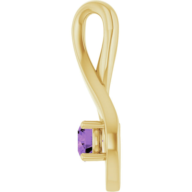 14K Gold Oval Natural Amethyst Infinity-Inspired Pendant - Yellow Gold - view 3