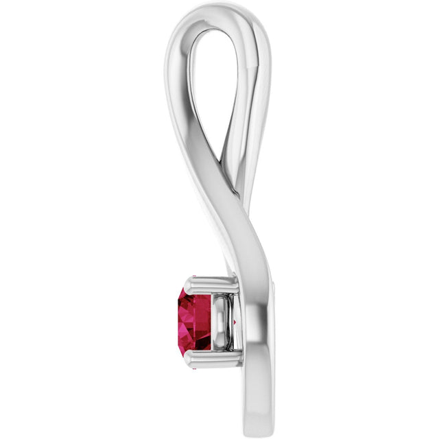 14K Gold Oval Natural Ruby Infinity-Inspired Pendant - White Gold - view 3
