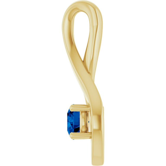 14K Gold Oval Natural Blue Sapphire Infinity-Inspired Pendant - Yellow Gold - view 3