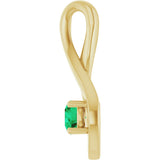 14K Gold Oval Natural Emerald Infinity-Inspired Pendant - Yellow Gold - view 3