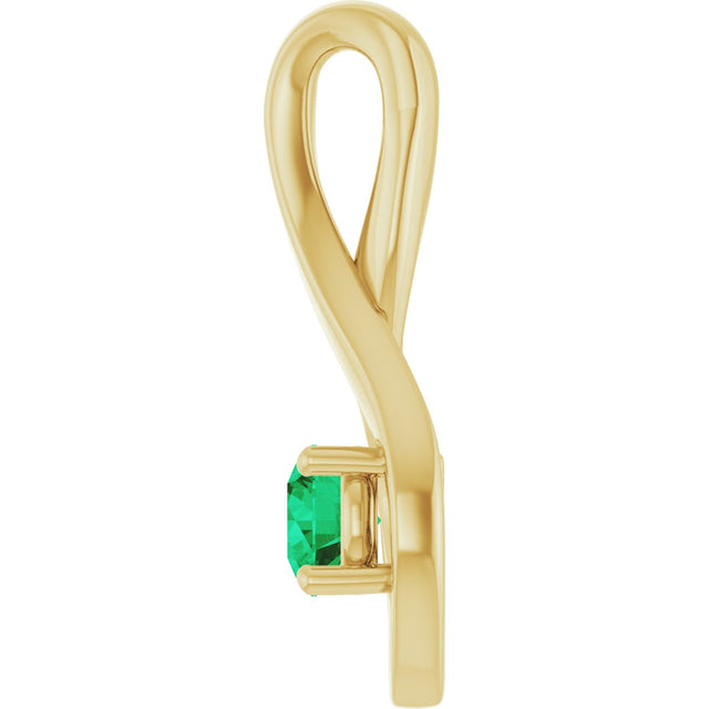 14K Gold Oval Lab-Grown Emerald Infinity-Inspired Pendant - Yellow Gold - view 3