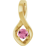 14K Gold Oval Natural Pink Tourmaline Infinity-Inspired Pendant - Yellow Gold