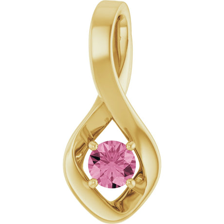 14K Gold Oval Natural Pink Tourmaline Infinity-Inspired Pendant - Yellow Gold