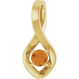 14K Gold Oval Natural Citrine Infinity-Inspired Pendant - Yellow Gold