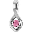 14K Gold Oval Natural Pink Tourmaline Infinity-Inspired Pendant - White Gold