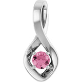 14K Gold Oval Natural Pink Tourmaline Infinity-Inspired Pendant - White Gold