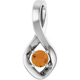 14K Gold Oval Natural Citrine Infinity-Inspired Pendant - White Gold