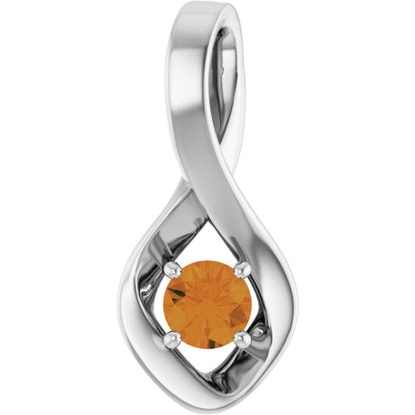 14K Gold Oval Natural Citrine Infinity-Inspired Pendant - White Gold