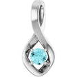 14K Gold Oval Natural Blue Zircon Infinity-Inspired Pendant - White Gold