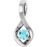 14K Gold Oval Natural Blue Zircon Infinity-Inspired Pendant - White Gold