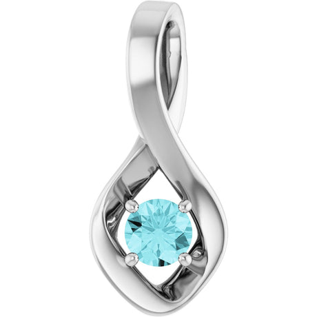 14K Gold Oval Natural Blue Zircon Infinity-Inspired Pendant - White Gold