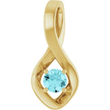 14K Gold Oval Natural Blue Zircon Infinity-Inspired Pendant - Yellow Gold