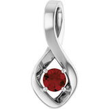 14K Gold Oval Natural Mozambique Garnet Infinity-Inspired Pendant - White Gold