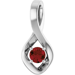 14K Gold Oval Natural Mozambique Garnet Infinity-Inspired Pendant - White Gold