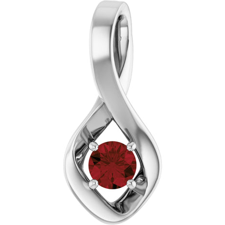 14K Gold Oval Natural Mozambique Garnet Infinity-Inspired Pendant - White Gold