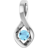 14K Gold Round Natural Aquamarine Infinity-Inspired Pendant - White Gold