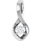 14K Gold Oval Natural White Sapphire Infinity-Inspired Pendant - White Gold