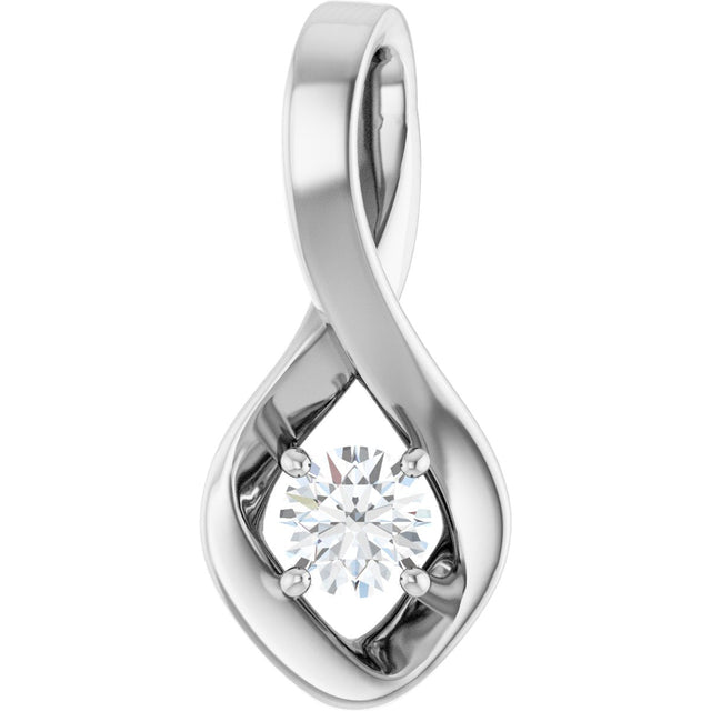 14K Gold Oval Natural White Sapphire Infinity-Inspired Pendant - White Gold