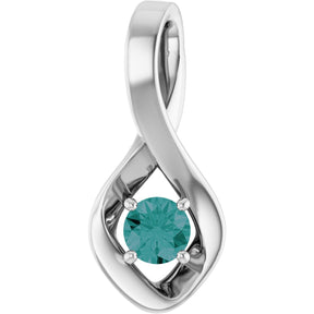 14K Gold Oval Lab-Grown Alexandrite Infinity-Inspired Pendant - White Gold