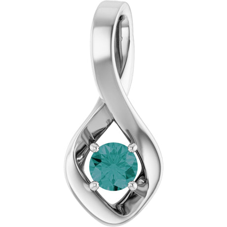 14K Gold Oval Lab-Grown Alexandrite Infinity-Inspired Pendant - White Gold