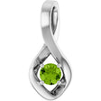14K Gold Oval Natural Peridot Infinity-Inspired Pendant - White Gold