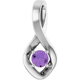 14K Gold Oval Natural Amethyst Infinity-Inspired Pendant - White Gold