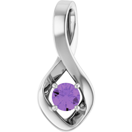 14K Gold Oval Natural Amethyst Infinity-Inspired Pendant - White Gold