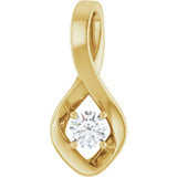 14K Gold Oval Natural White Sapphire Infinity-Inspired Pendant - Yellow Gold