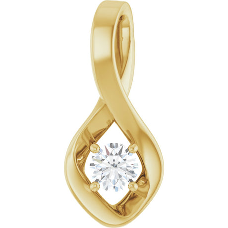 14K Gold Oval Natural White Sapphire Infinity-Inspired Pendant - Yellow Gold