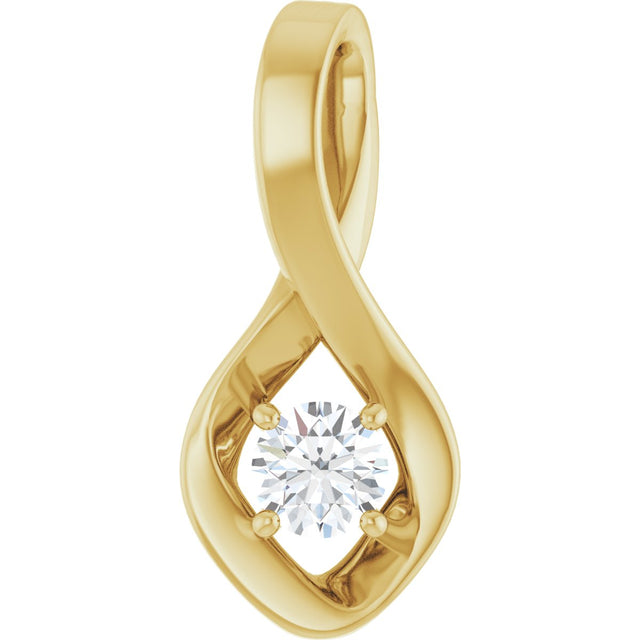 14K Gold Oval Natural White Sapphire Infinity-Inspired Pendant - Yellow Gold