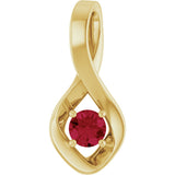 14K Gold Oval Lab-Grown Ruby Infinity-Inspired Pendant - Yellow Gold