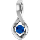 14K Gold Oval Lab-Grown Blue Sapphire Infinity-Inspired Pendant - White Gold