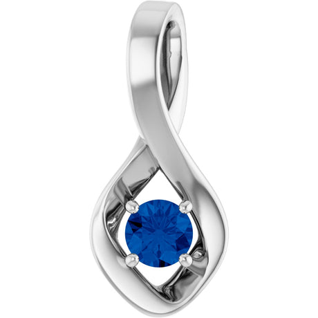14K Gold Oval Lab-Grown Blue Sapphire Infinity-Inspired Pendant - White Gold