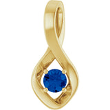 14K Gold Oval Lab-Grown Blue Sapphire Infinity-Inspired Pendant - Yellow Gold
