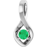 14K Gold Oval Lab-Grown Emerald Infinity-Inspired Pendant - White Gold