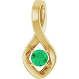 14K Gold Oval Natural Emerald Infinity-Inspired Pendant - Yellow Gold
