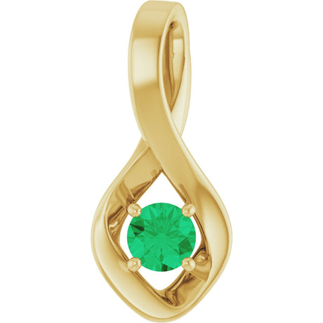 14K Gold Oval Lab-Grown Emerald Infinity-Inspired Pendant - Yellow Gold